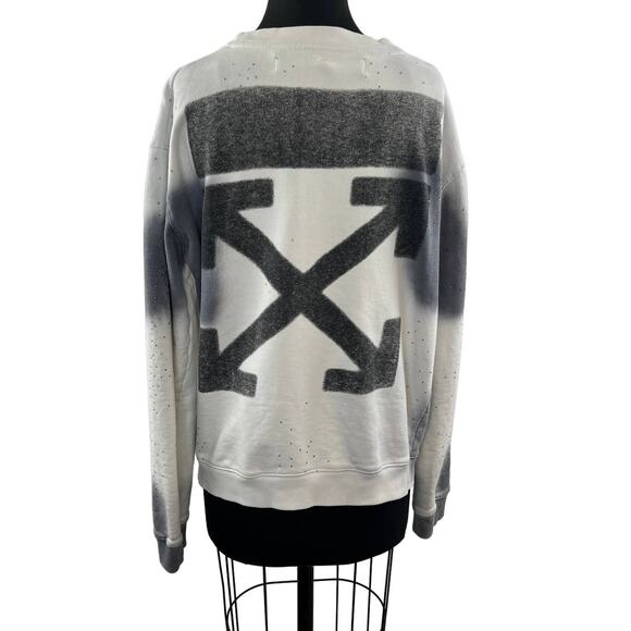 Off-White MAIN LABEL C/O Virgil Abloh Spray Bling Crystal Cotton Sweatshirt M - Picture 1 of 9